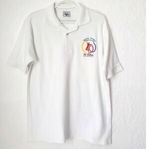 VTG White Polo Shirt Men sz XL Soka Gakkai Buddhism Mexico 40Th Festival Excell